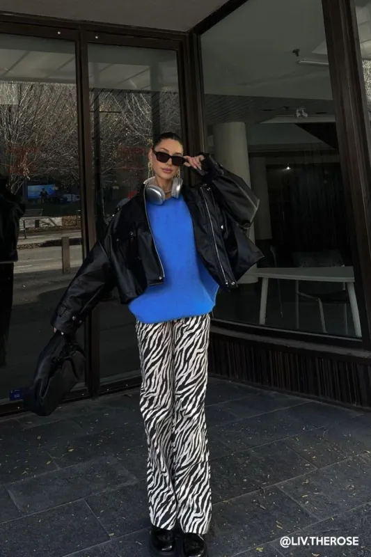 Ivy Wide Leg Pants in Zebra sold by storets