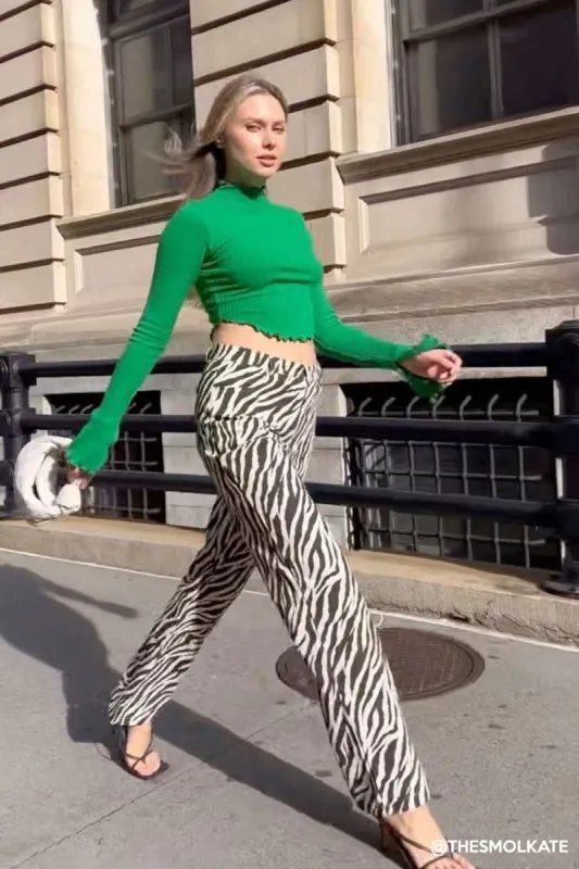 Ivy Wide Leg Pants in Zebra sold by storets