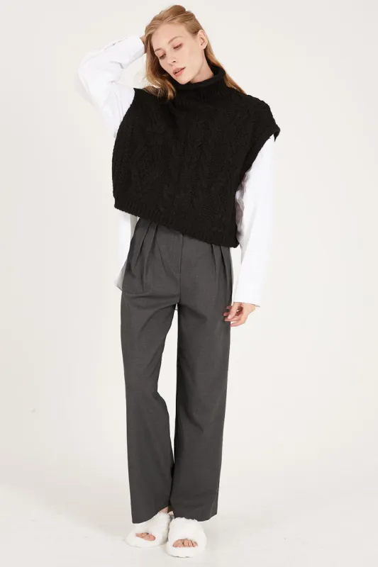 Daisy Turtle Neck Cable Knit Vest sold by storets