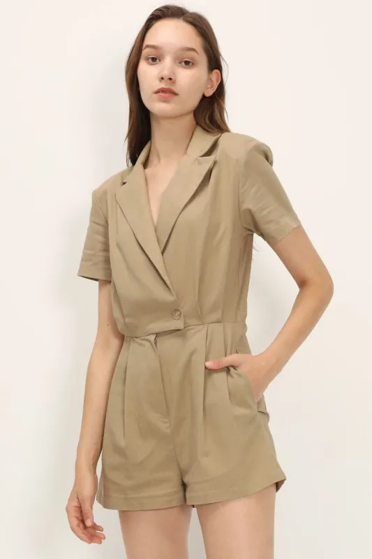 Aubree Linen Romper sold by storets