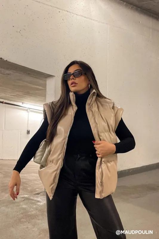 Destiny Pleather Puffer Vest sold by storets