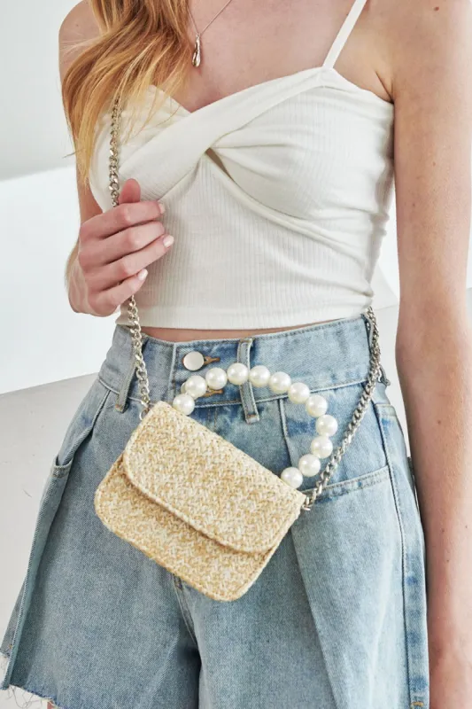 Faux Pearl Handle Straw Bag-Small sold by storets