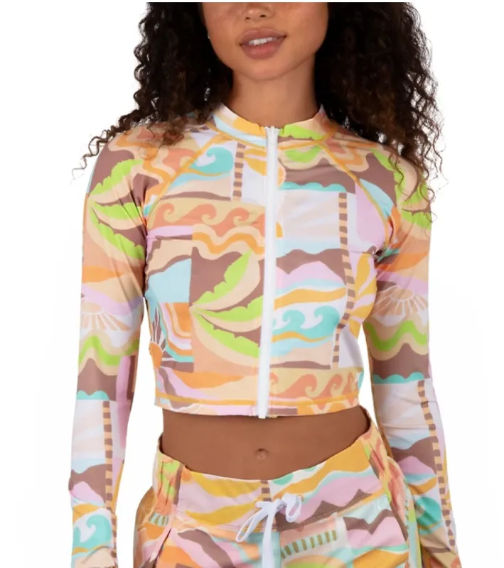 Hurley Vacay Dreams Crop Rashguard-Sour Apple sold by Storm