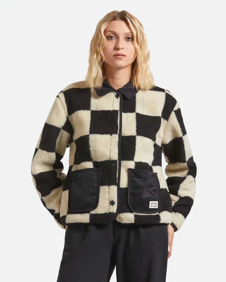 Brixton Delilah Sherpa Jacket-Black/Natural sold by Storm