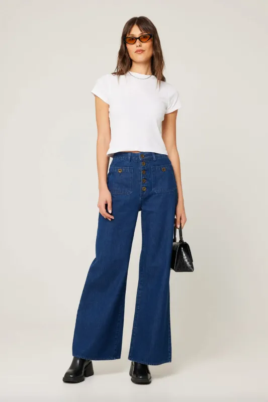 Rollas Womens Studio Flare Lou- Dark Vintage Blue made by Rollas