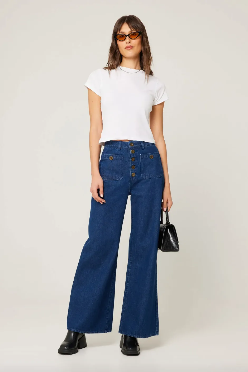 Rollas Womens Studio Flare Lou- Dark Vintage Blue sold by Storm