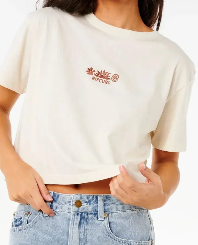 Rip Curl Tokens Crop Tee Bone made by Ripcurl