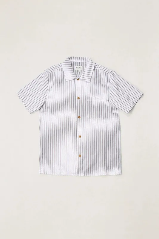 Rhythm Seersucker Stripe SS Shirt - Cedar sold by Storm