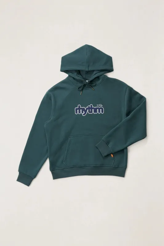 Rhythm Applique Fleece Hoodie - Dark Pine made by Rhythm.
