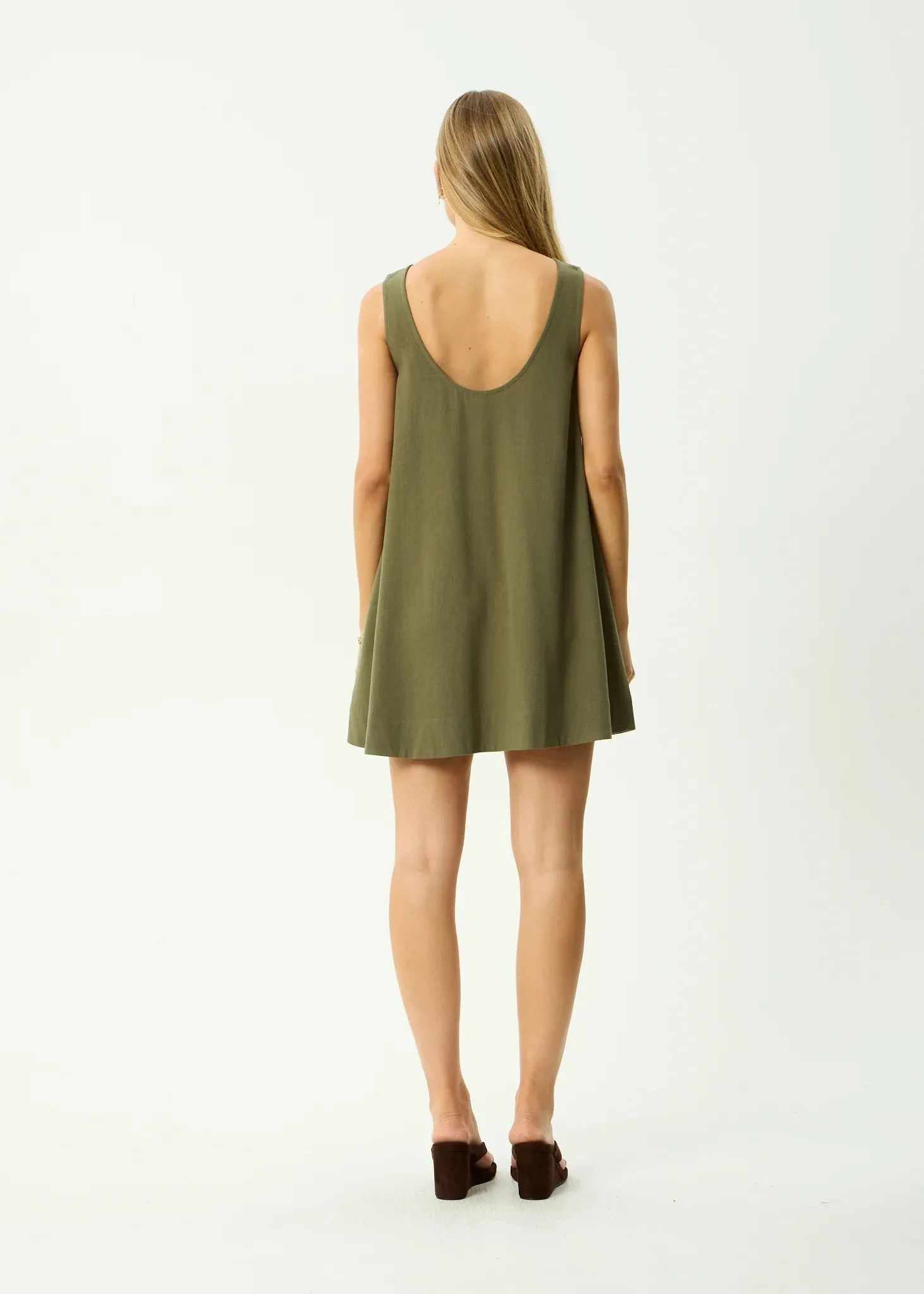 Afends Halle Linen Mini Dress - Deep Olive sold by Storm product image thumbnail 2
