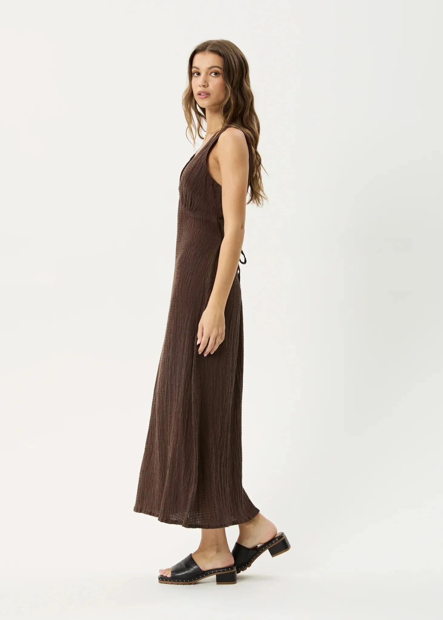 Afends Focus Seersucker Maxi Dress - Coffee sold by Storm product image thumbnail 2