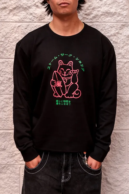 Storm Maneki Neko Front Crewneck - Black made by Storm
