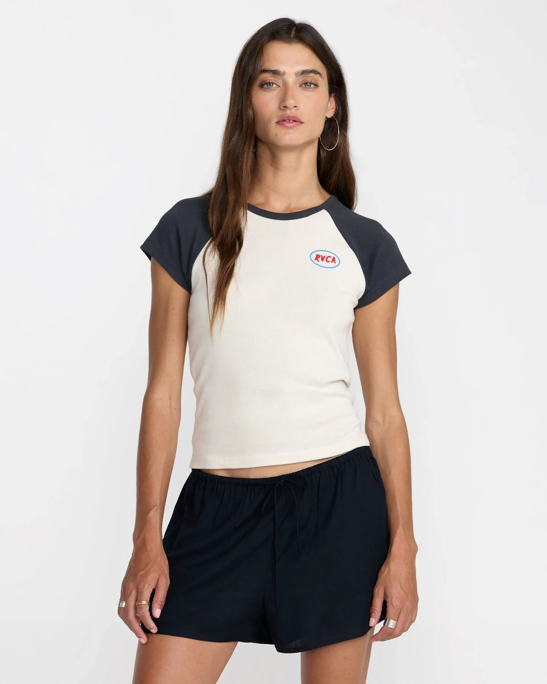 RVCA Workshop SS Raglan Tee - Washed Black sold by Storm
