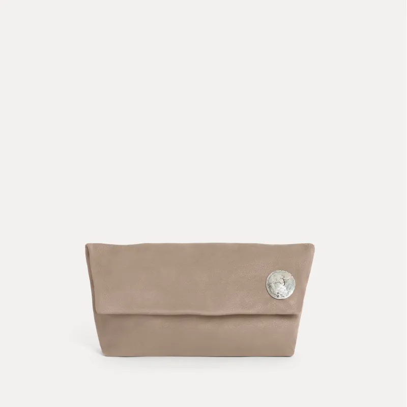 Vesta Clutch Taupe Nubuck sold by Streets Ahead