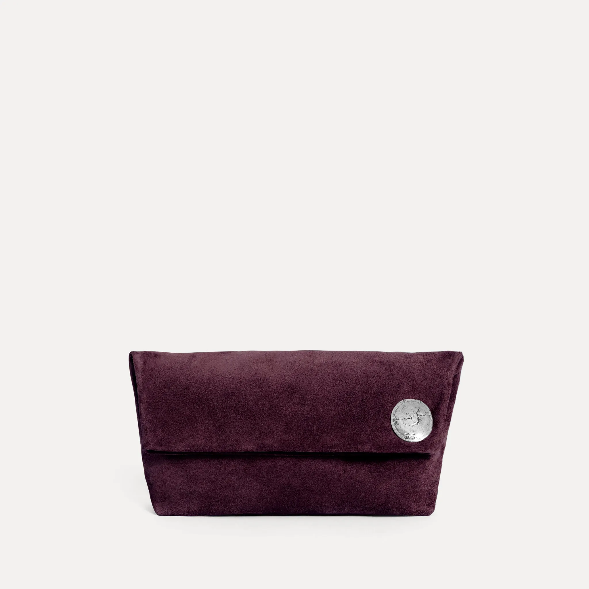 Vesta Clutch Plum Suede sold by Streets Ahead