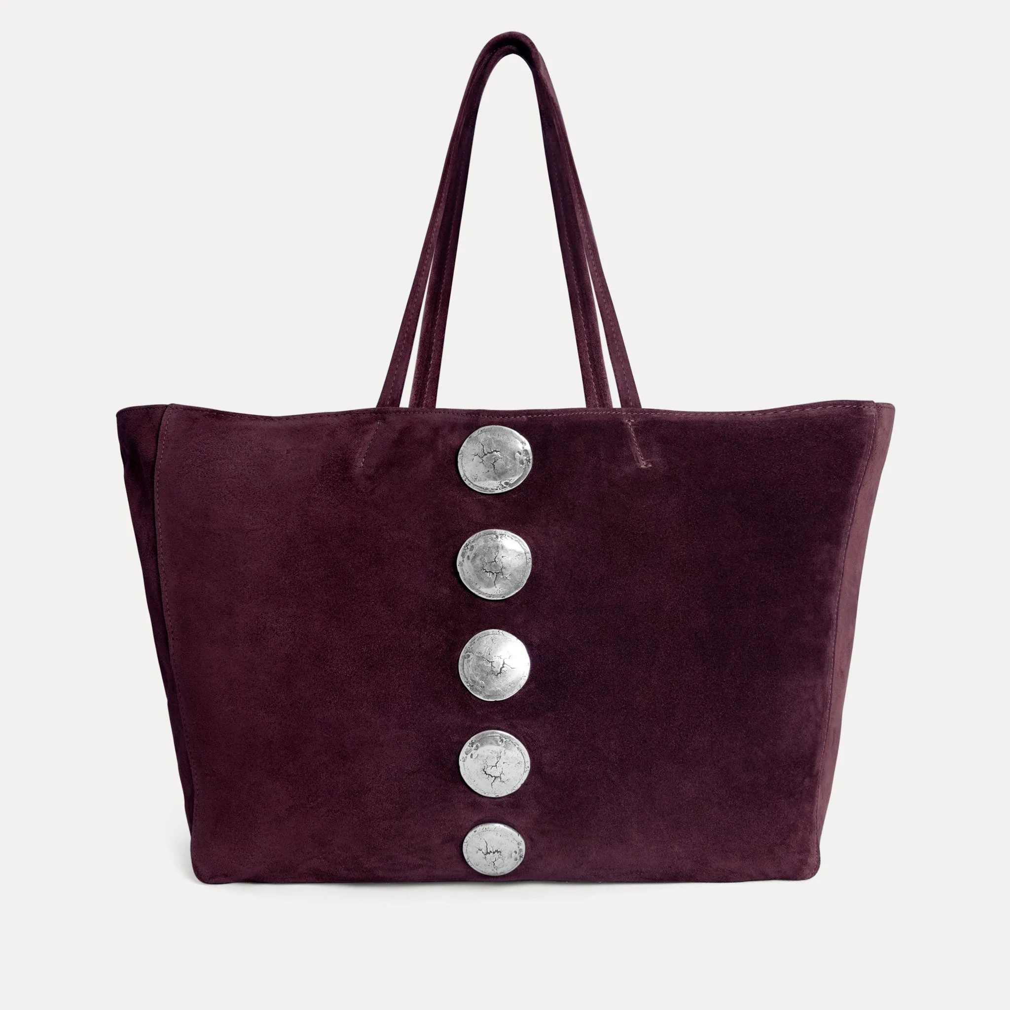 Gaia Tote Bag Plum Suede sold by Streets Ahead