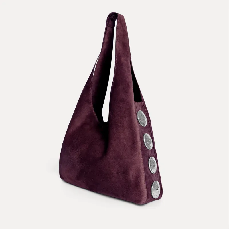 Rhea Hobo Bag Plum Suede sold by Streets Ahead