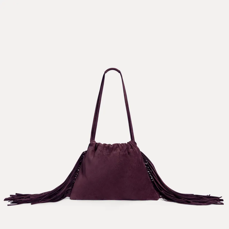 Diana Fringe Bag Plum Suede made by Streets Ahead