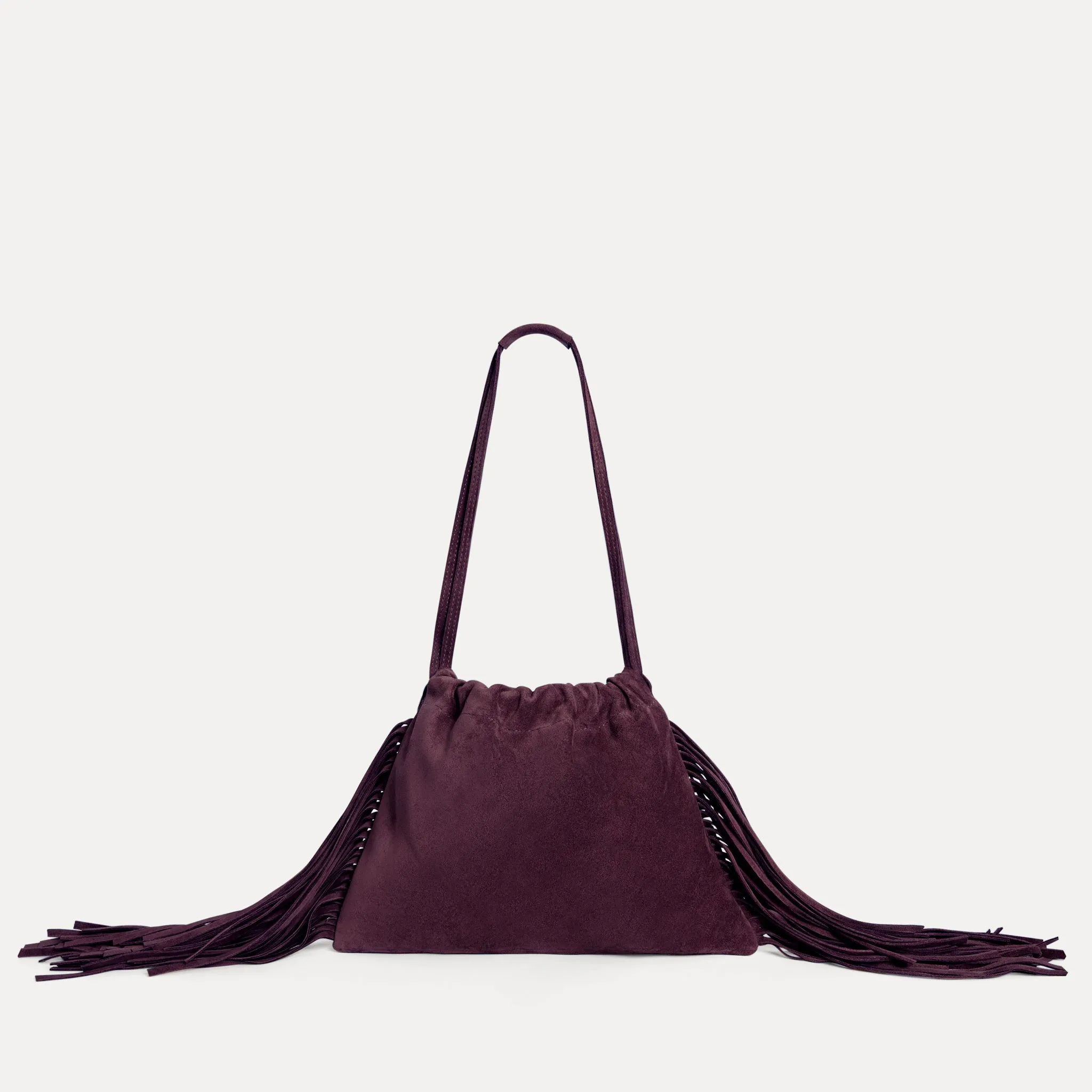 Diana Fringe Bag Plum Suede sold by Streets Ahead