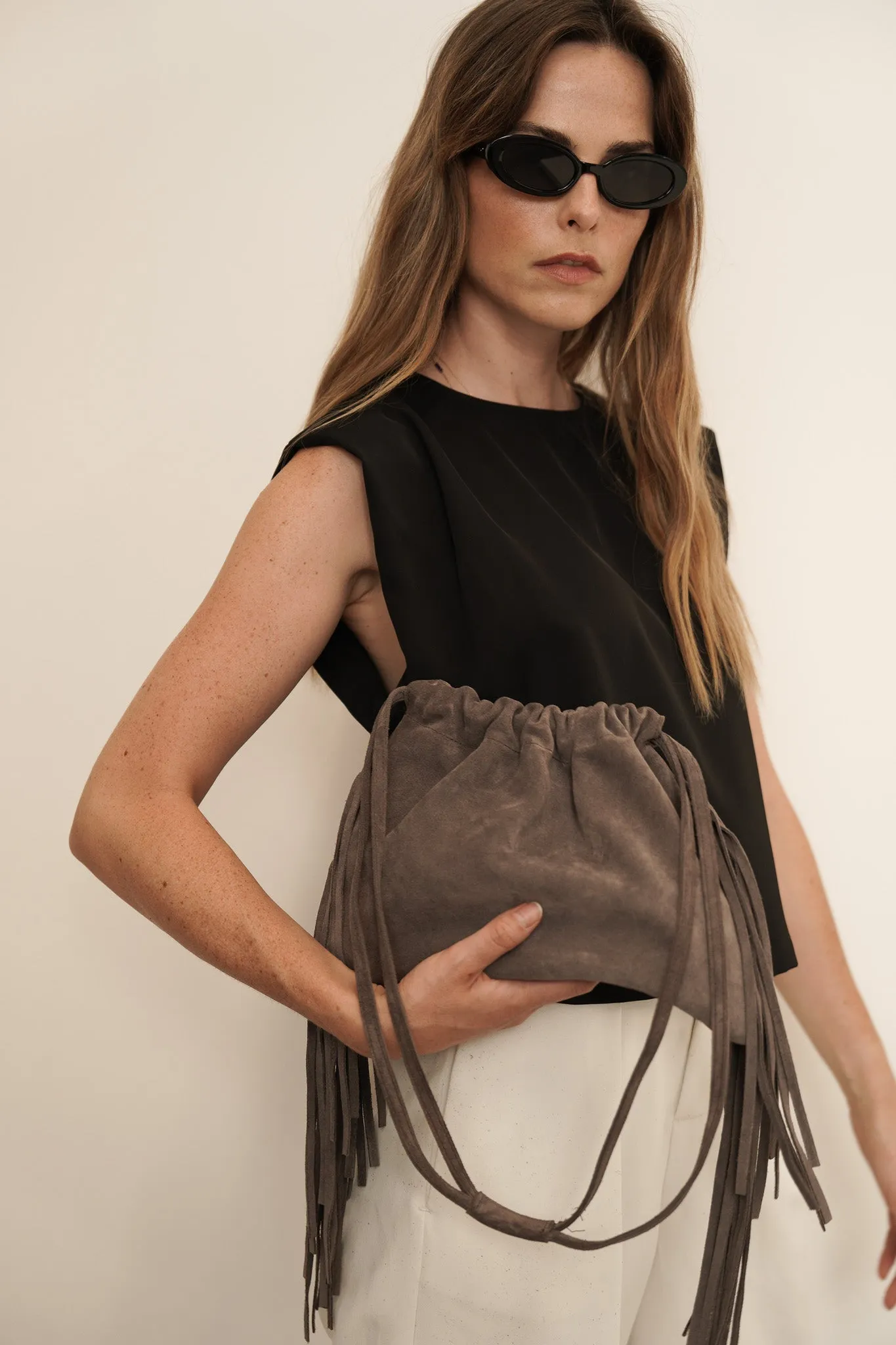 Diana Fringe Bag Grey Suede sold by Streets Ahead product image thumbnail 5