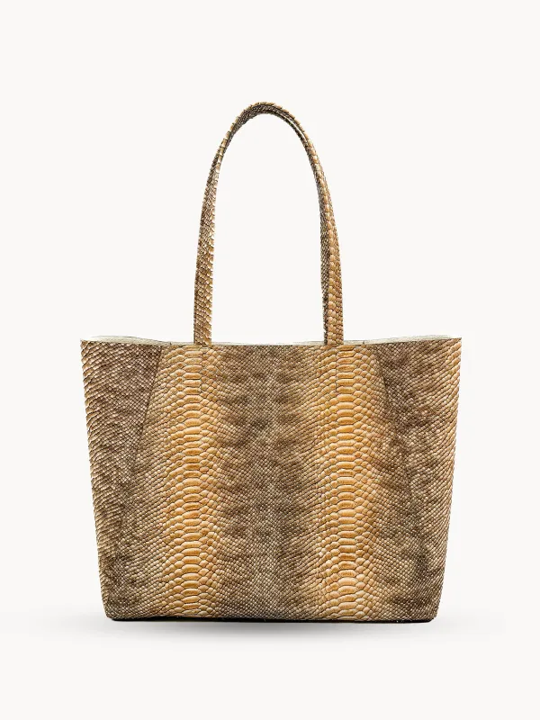 Yara Tote - Tan Python Print made by Streets Ahead