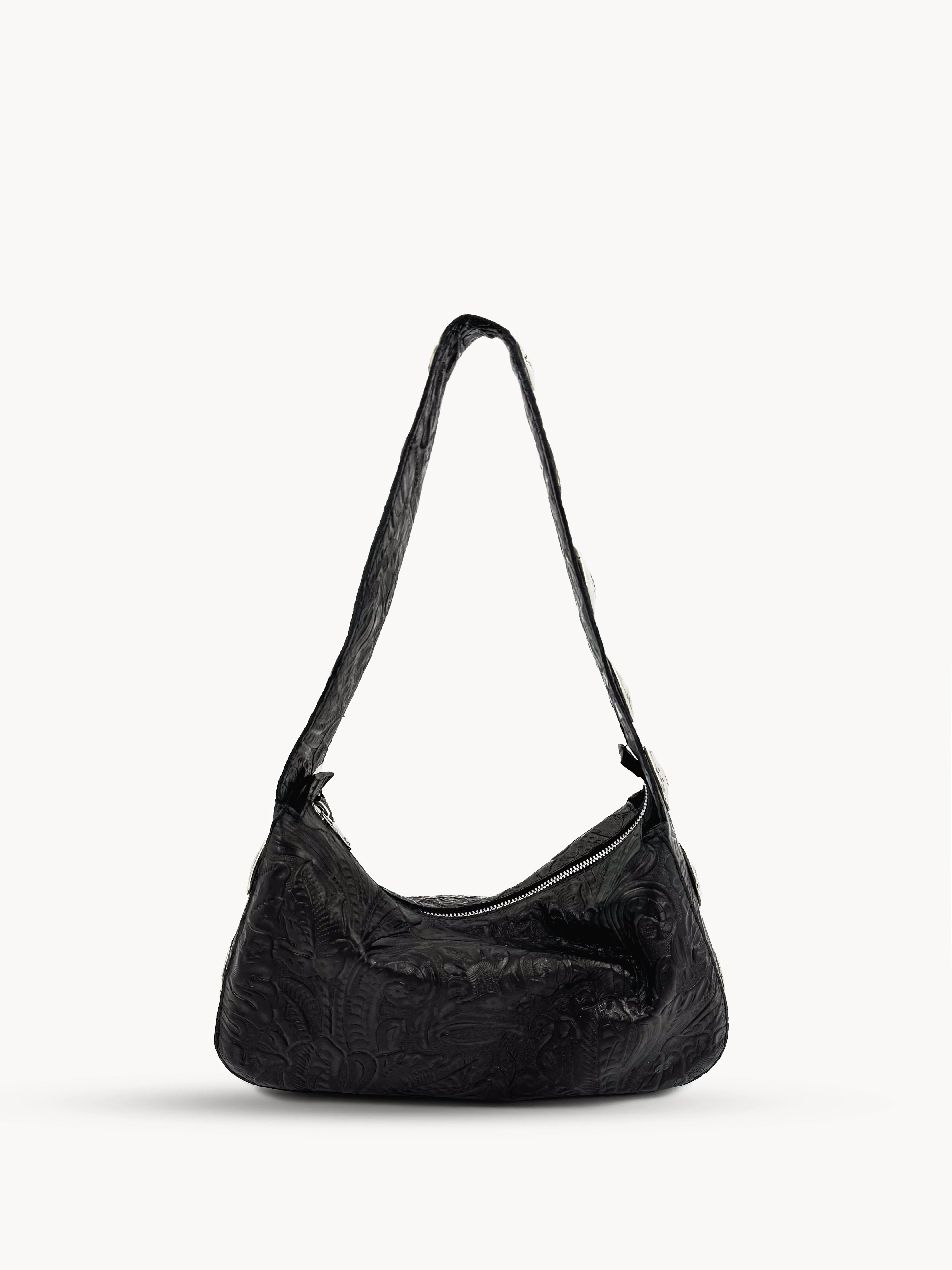 Athena Shoulder Bag Black Tooled sold by Streets Ahead