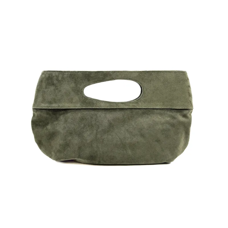 Kyla Clutch - Olive Suede sold by Streets Ahead