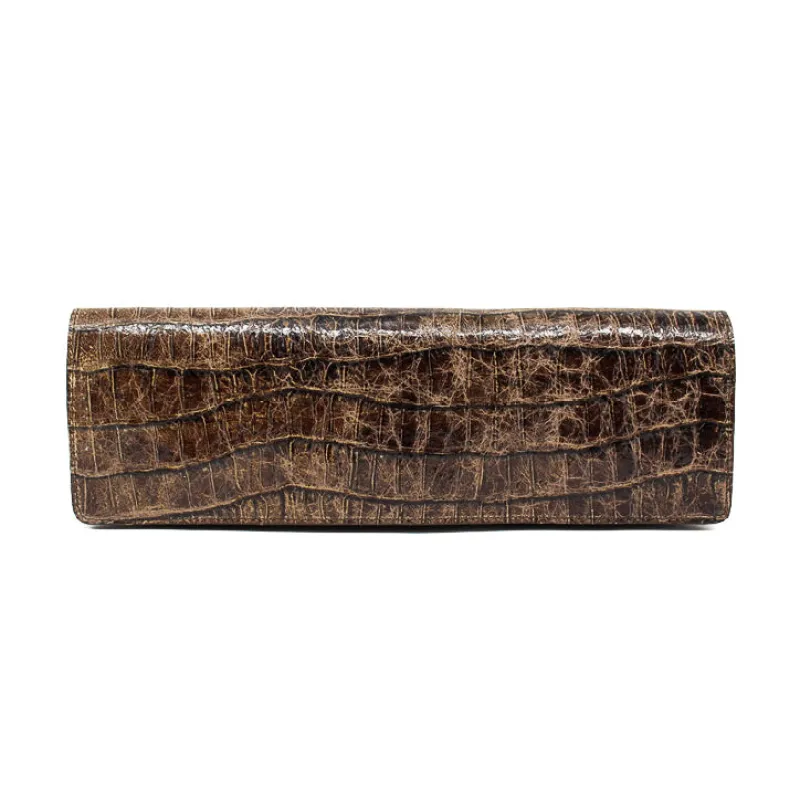 Stella Clutch - Chocolate Croc Embossed sold by Streets Ahead