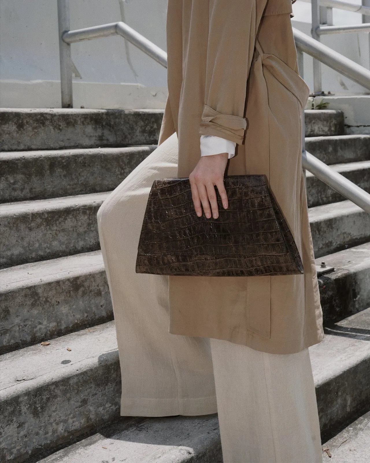 Naomi Oversized Clutch - Chocolate Croc-Embossed sold by Streets Ahead product image thumbnail 3