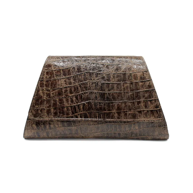 Naomi Oversized Clutch - Chocolate Croc-Embossed sold by Streets Ahead