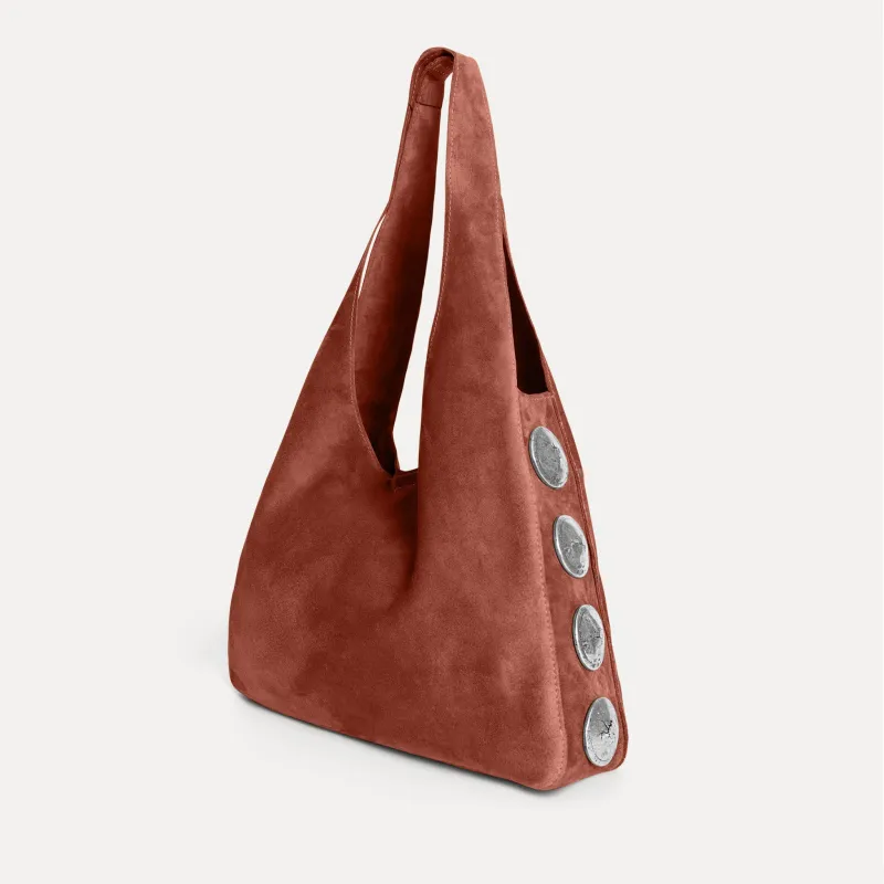 Rhea Hobo Bag Rust Suede made by Streets Ahead