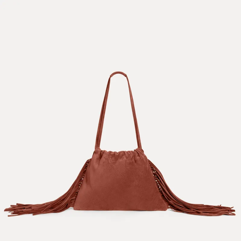 Diana Fringe Bag Rust Suede made by Streets Ahead