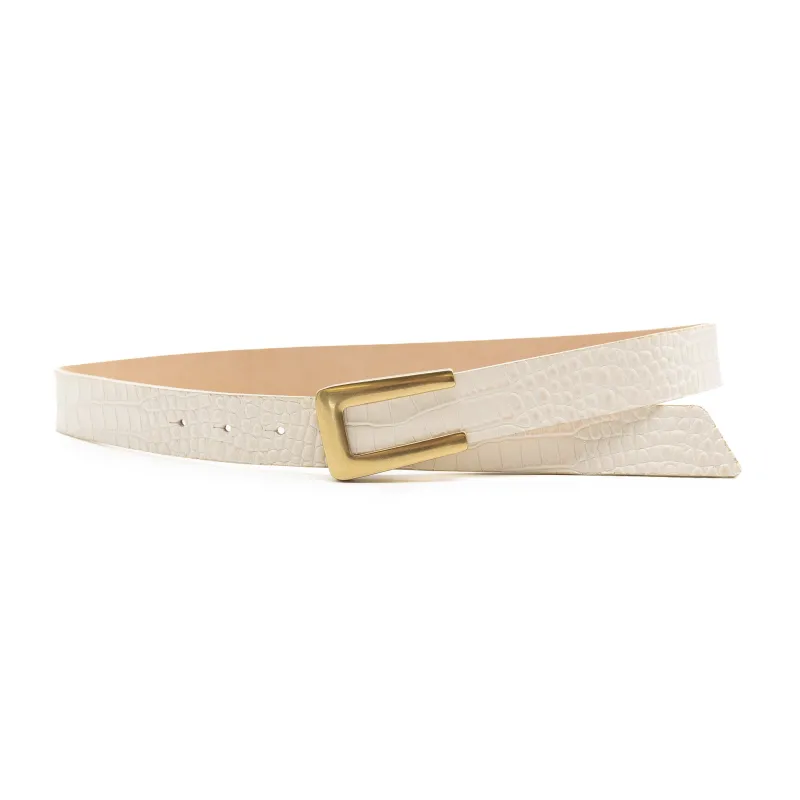 Livia Belt - Ivory Croc Embossed Leather made by Streets Ahead