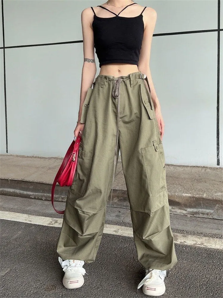 Y2K Cargo Parachute Pants Wide Legs sold by Streetwear Society