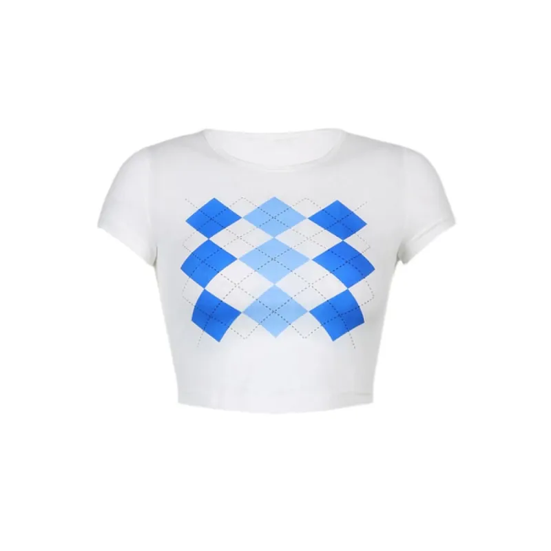 Argyle Pattern Crop Top sold by Streetwear Society