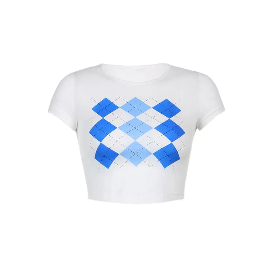 Argyle Pattern Crop Top sold by Streetwear Society