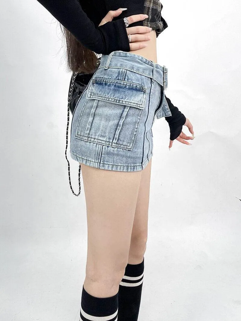 Grunge Cargo Jean Mini Skort sold by Streetwear Society product image thumbnail 4