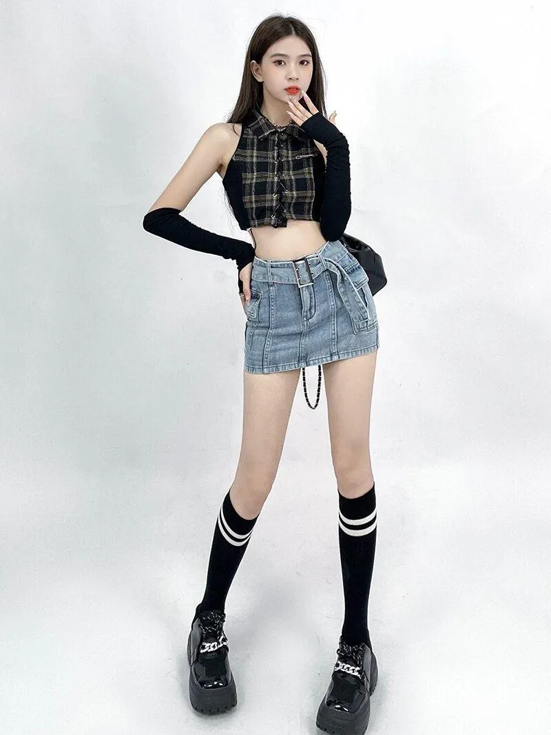 Grunge Cargo Jean Mini Skort sold by Streetwear Society product image thumbnail 5