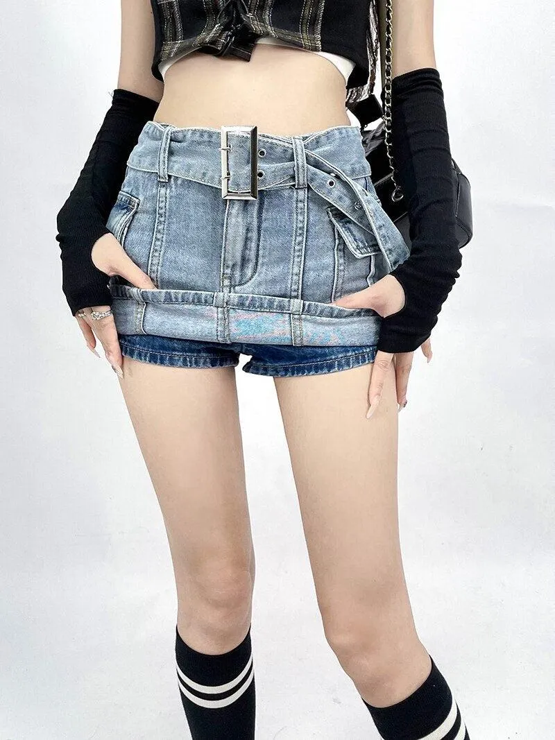 Grunge Cargo Jean Mini Skort sold by Streetwear Society product image thumbnail 3