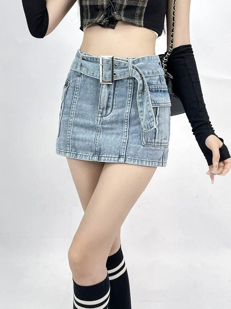 Grunge Cargo Jean Mini Skort sold by Streetwear Society