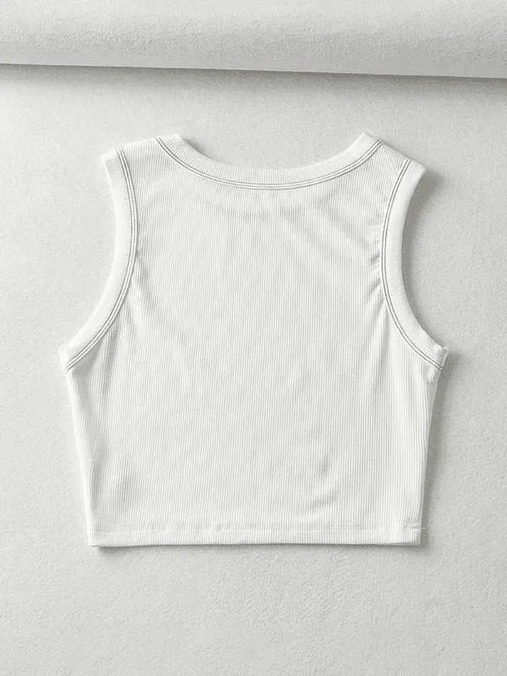 Stitched Detail Ribbed Crop Tank Top sold by Streetwear Society product image thumbnail 3
