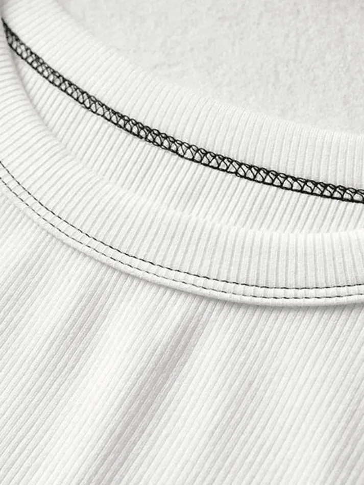 Stitched Detail Ribbed Crop Tank Top sold by Streetwear Society product image thumbnail 5