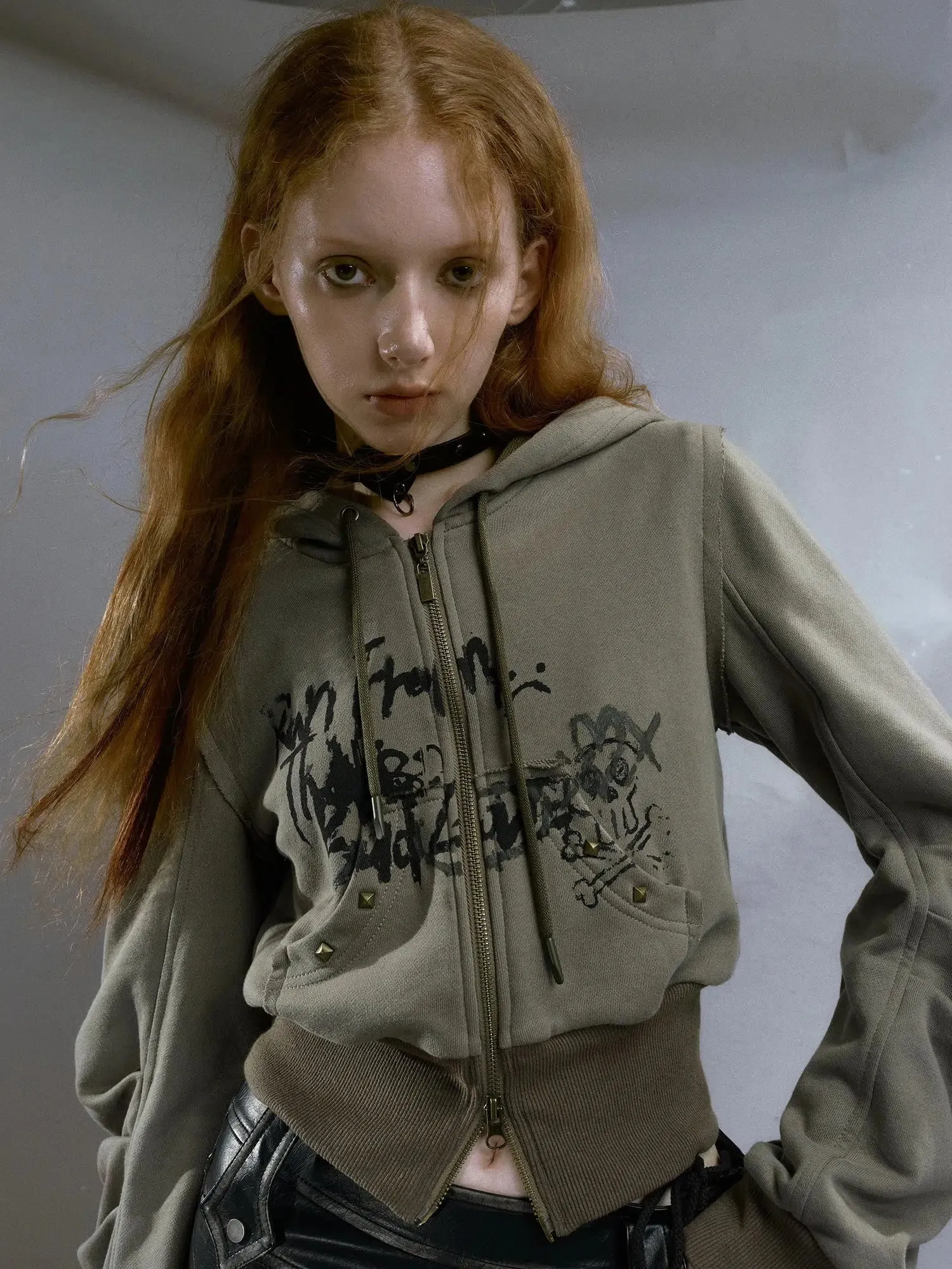 Grunge Ruched Sleeve Hoodie sold by Streetwear Society product image thumbnail 4