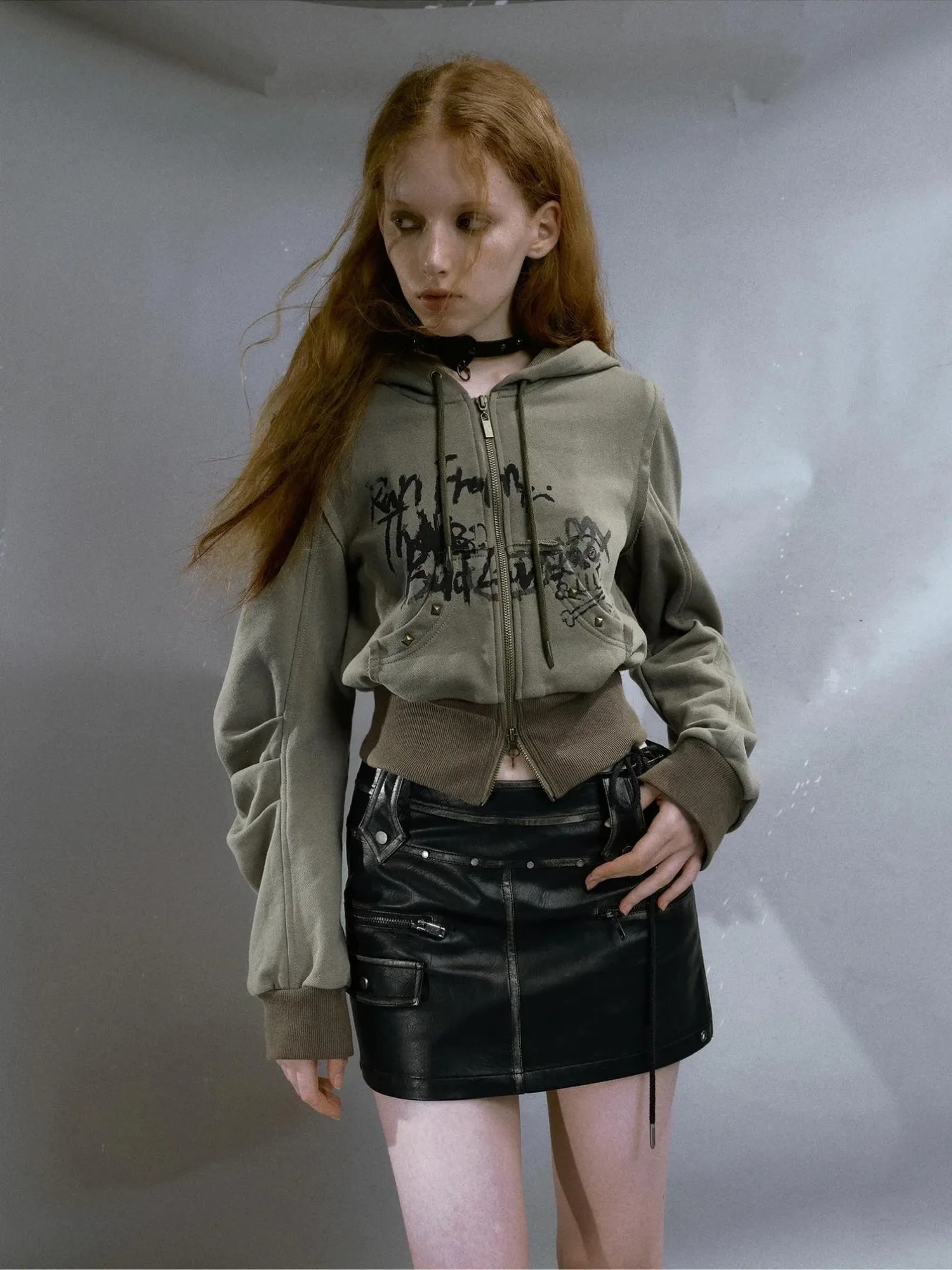 Grunge Ruched Sleeve Hoodie sold by Streetwear Society product image thumbnail 2