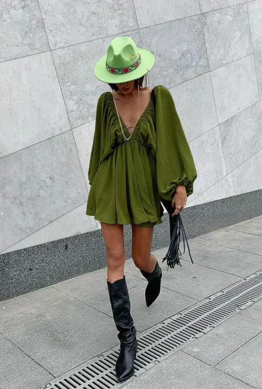 Dress with puff sleeves "Maylia" sold by Streetwear Society
