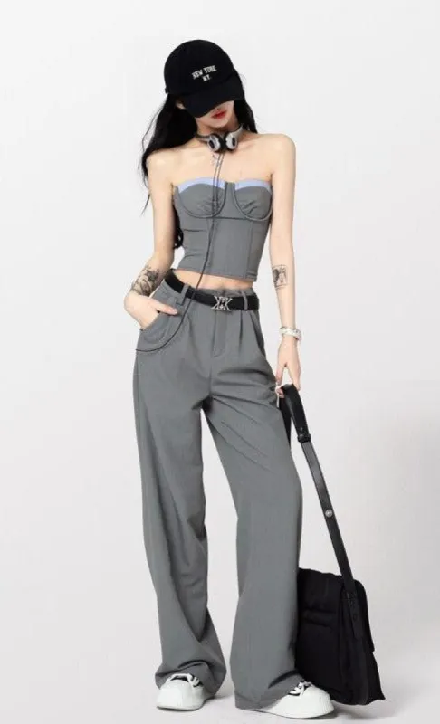 Corset Top & Wide Leg Pants Two Piece Set sold by Streetwear Society