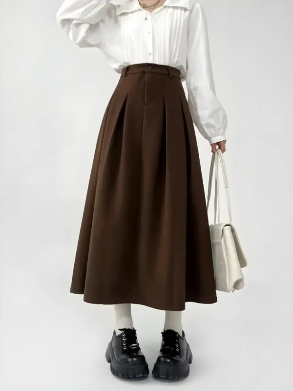 Dark Academia Pleated Midi Skirt sold by Streetwear Society