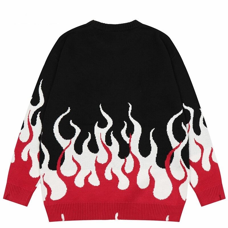 Ripped Fire Flame Graphic Knit Cotton Sweater sold by Streetwear Society product image thumbnail 5