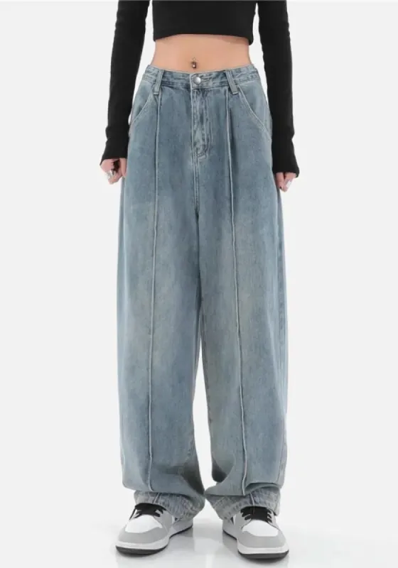 Skater Pleated Baggy Jeans sold by Streetwear Society