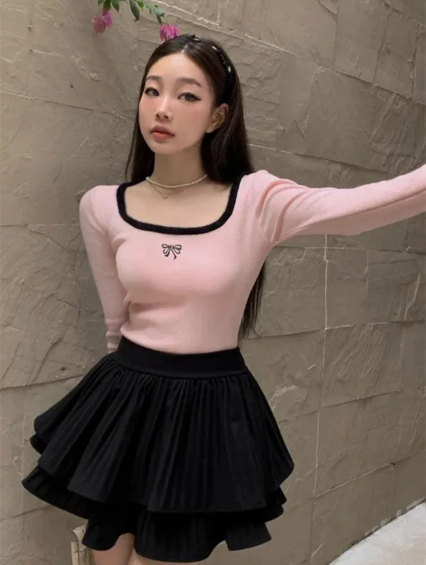 Coquette Bow Fluffy Neck Top sold by Streetwear Society